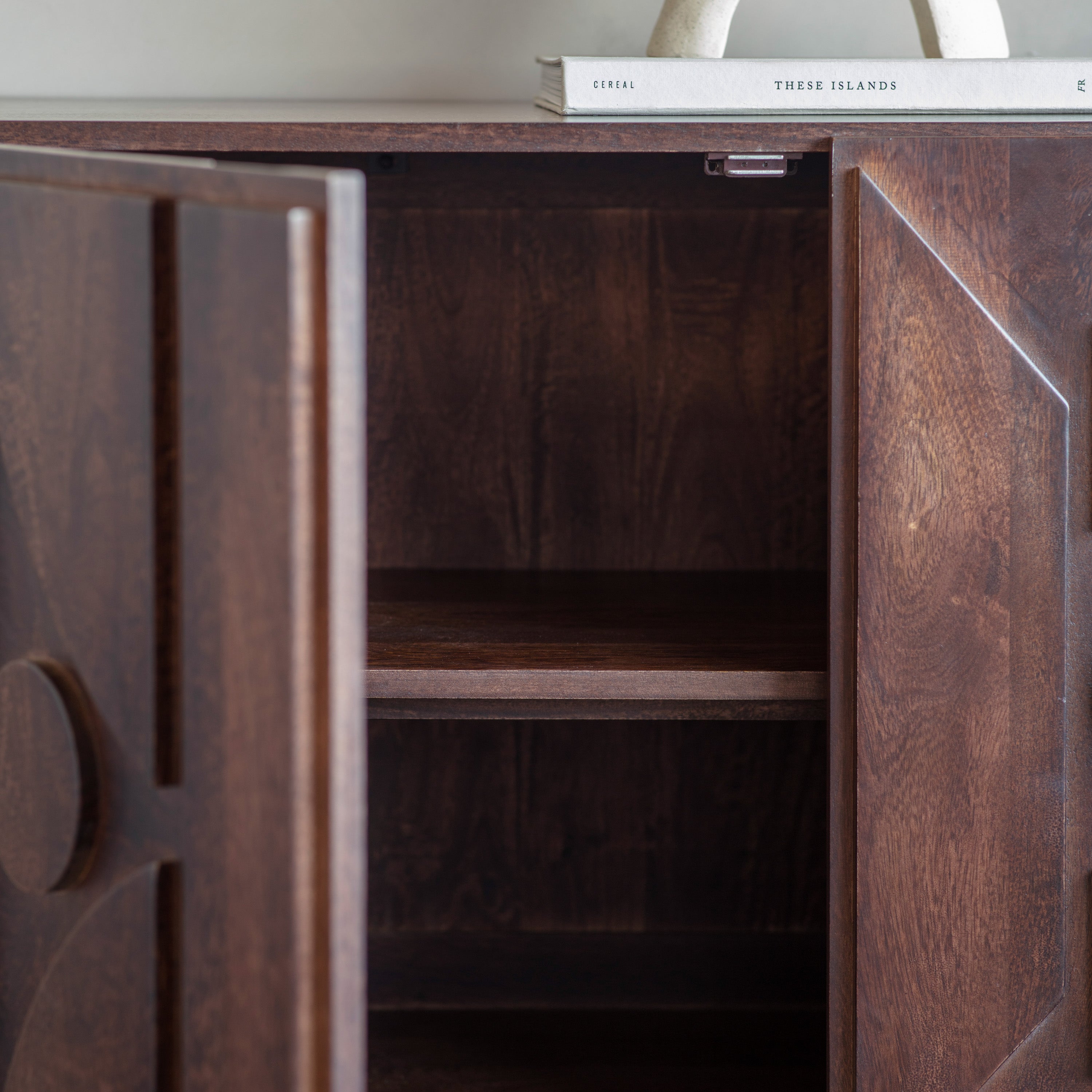 Bailee Geometric Dark Brown Mango Wood Sideboard